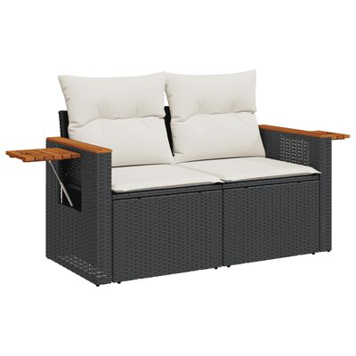 vidaXL 4-tlg. Garten-Sofagarnitur mit Kissen Schwarz Poly Rattan