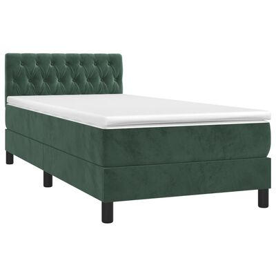 vidaXL Boxspringbett mit Matratze Dunkelgrün 100x200 cm Samt