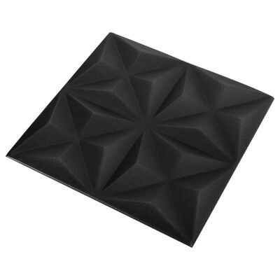 vidaXL 3D-Wandpaneele 48 Stk. 50x50 cm Origami Schwarz 12 m²