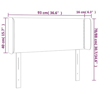 vidaXL Kopfteil mit Ohren Hellgrau 93x16x78/88 cm Samt