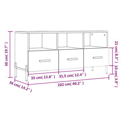 vidaXL TV-Schrank Hochglanz-Weiß 102x36x50 cm Holzwerkstoff