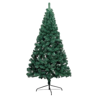 vidaXL Künstlicher Halb-Weihnachtsbaum Beleuchtung Kugeln Grün 120 cm