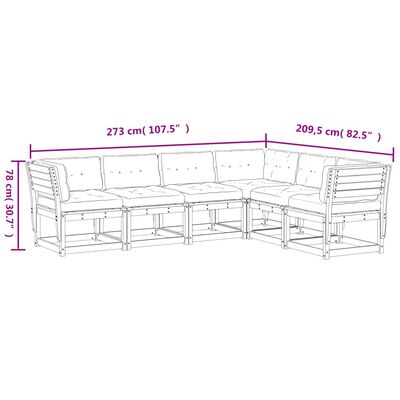 vidaXL 6-tlg. Garten-Sofagarnitur mit Kissen Massivholz Kiefer