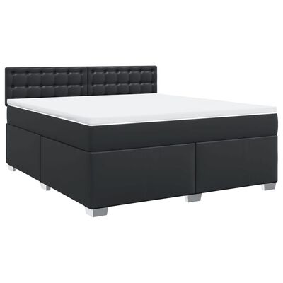 vidaXL Boxspringbett mit Matratze Schwarz 180x200 cm Kunstleder