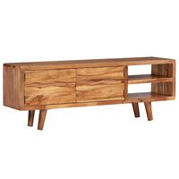 vidaXL TV-Schrank Akazienholz Massiv Geschnitzte Türen 117x30x40 cm