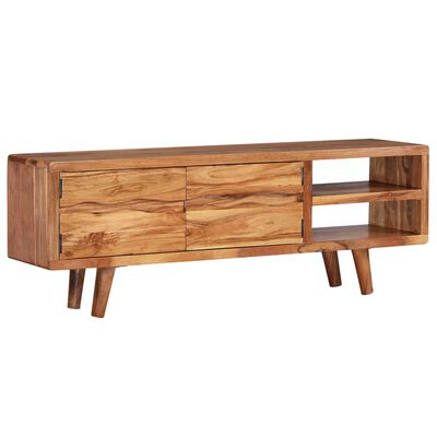 vidaXL TV-Schrank Akazienholz Massiv Geschnitzte Türen 117x30x40 cm