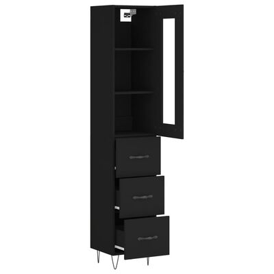 vidaXL Highboard Schwarz 34,5x34x180 cm Holzwerkstoff