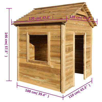 vidaXL Spielhaus für den Garten 120x120x146 cm Kiefernholz