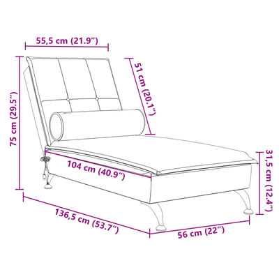 vidaXL Massage-Chaiselongue mit Nackenrolle Dunkelgrün Samt