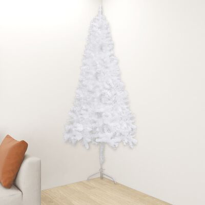 vidaXL Künstlicher Eck-Weihnachtsbaum Weiß 210 cm PVC