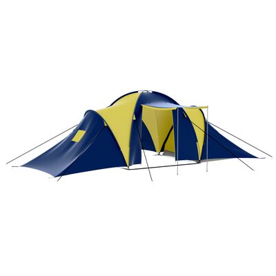 vidaXL Camping-Zelt Stoff 9 Personen Blau und Gelb