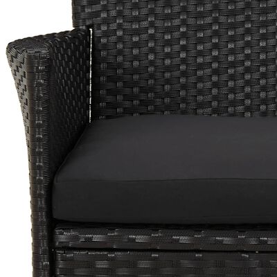 vidaXL 3-tlg. Garten-Bistro-Set mit Kissen Schwarz Poly Rattan