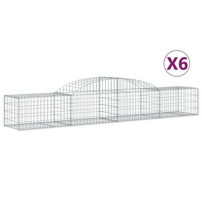 vidaXL Gabionen mit Hochbogen 6 Stk. 300x50x40/60 cm Verzinktes Eisen