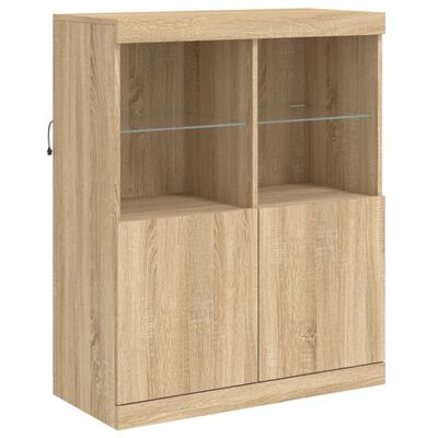 vidaXL Sideboards mit LED-Leuchten 3 Stk. Sonoma-Eiche Holzwerkstoff