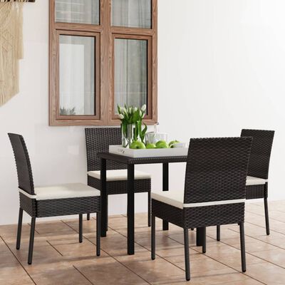 vidaXL 5-tlg. Garten-Essgruppe Poly Rattan Schwarz