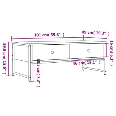 vidaXL Couchtisch Sonoma-Eiche 101x49x39,5 cm Holzwerkstoff