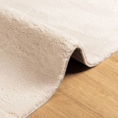 vidaXL Teppich HUARTE Kurzflor Weich und Waschbar Beige 240x240 cm