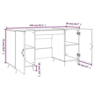 vidaXL Schreibtisch Braun Eichen-Optik 140x50x75 cm Holzwerkstoff