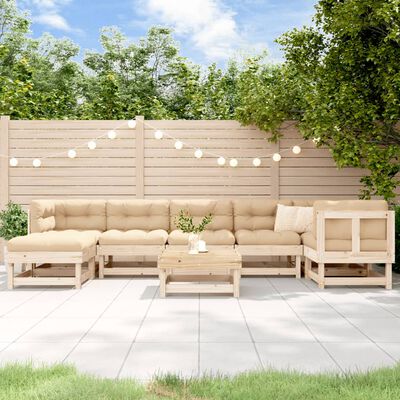 vidaXL 8-tlg. Garten-Lounge-Set mit Kissen Massivholz