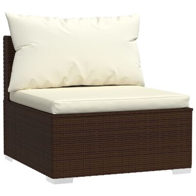 vidaXL 6-tlg. Garten-Lounge-Set mit Auflagen Poly Rattan Braun