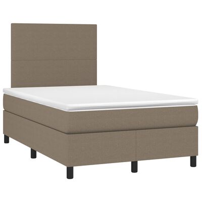 vidaXL Boxspringbett mit Matratze & LED Taupe 120x200 cm Stoff