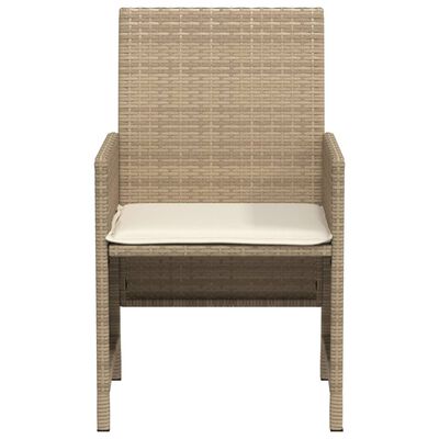 vidaXL 3-tlg. Bistro-Set mit Kissen Beige Poly Rattan