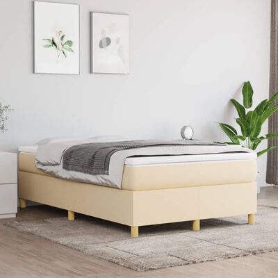 vidaXL Boxspringbett mit Matratze Creme 120x200 cm Stoff