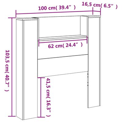 vidaXL LED-Kopfteil mit Ablagen Weiß 100x16,5x103,5 cm