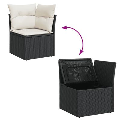 vidaXL 8-tlg. Garten-Sofagarnitur mit Kissen Schwarz Poly Rattan