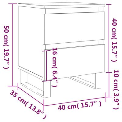 vidaXL Nachttische 2 Stk. Braun Eichen-Optik 40x35x50 cm Holzwerkstoff