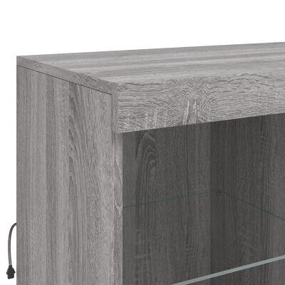 vidaXL Sideboard mit LED-Leuchten Grau Sonoma 283x37x100 cm