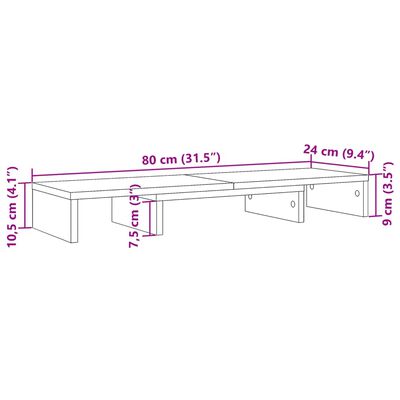 vidaXL Monitorständer Verstellbar Braun Eichen-Optik 80x24x10,5 cm