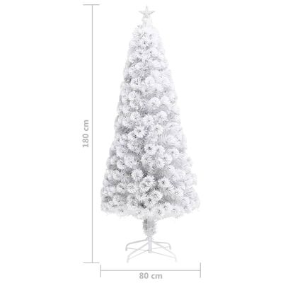 vidaXL Künstlicher Weihnachtsbaum mit Beleuchtung Weiß 180cm Glasfaser