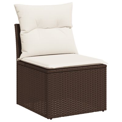 vidaXL 13-tlg. Garten-Sofagarnitur mit Kissen Braun Poly Rattan