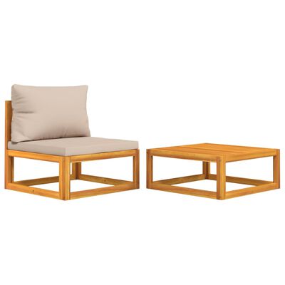 vidaXL 2-tlg. Garten-Sofa-Set mit Kissen Massivholz Akazie