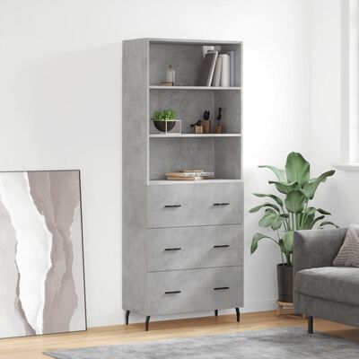 vidaXL Highboard Betongrau 69,5x34x180 cm Holzwerkstoff