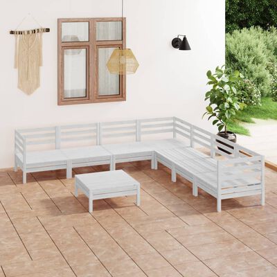 vidaXL 8-tlg. Garten-Lounge-Set Massivholz Kiefer Weiß