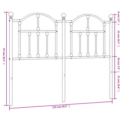 vidaXL Kopfteil Metall Weiß 120 cm