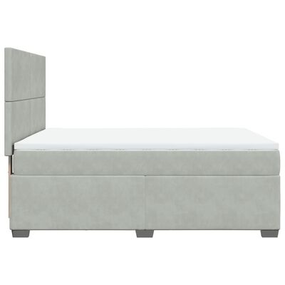 vidaXL Boxspringbett mit Matratze Hellgrau 140x190 cm Samt