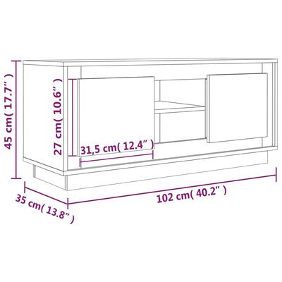 vidaXL TV-Schrank Schwarz 102x35x45 cm Holzwerkstoff