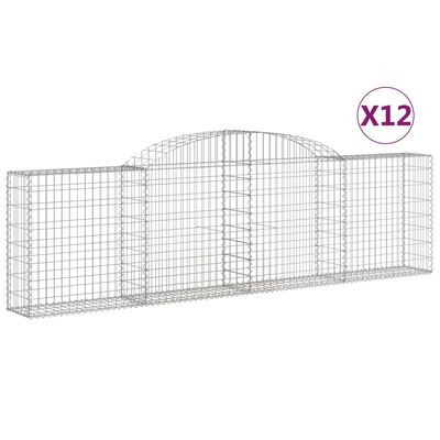 vidaXL Gabionen mit Hochbogen 12 Stk. 300x30x80/100cm Verzinktes Eisen