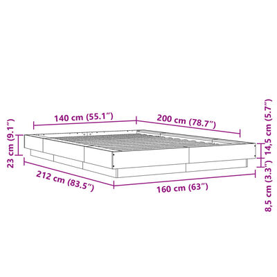 vidaXL Bettgestell mit LED Weiß 140x200 cm Holzwerkstoff