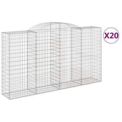 vidaXL Gabionen mit Hochbogen 20 Stk 300x50x160/180cm Verzinktes Eisen