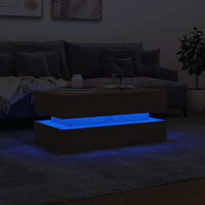 vidaXL Couchtisch mit LED-Leuchten Sonoma-Eiche 90x50x40 cm