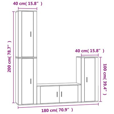 vidaXL 4-tlg. TV-Schrank-Set Hochglanz-Weiß Holzwerkstoff