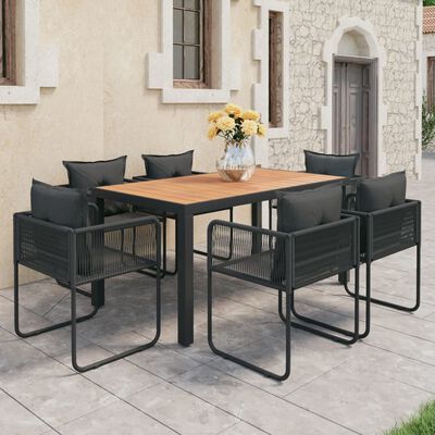 vidaXL 7-tlg. Garten-Essgruppe PVC Rattan Schwarz und Braun