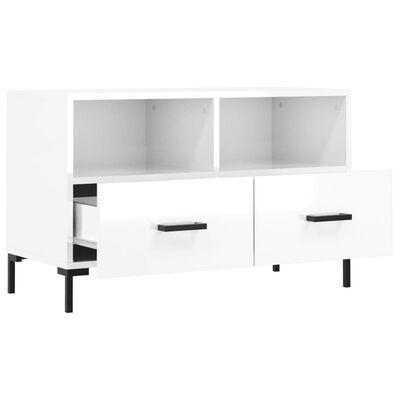 vidaXL TV-Schrank Hochglanz-Weiß 80x36x50 cm Holzwerkstoff