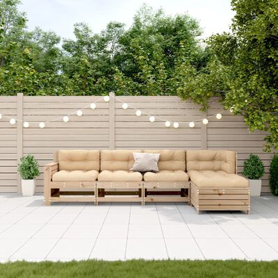 vidaXL 5-tlg. Garten-Lounge-Set mit Kissen Massivholz Kiefer