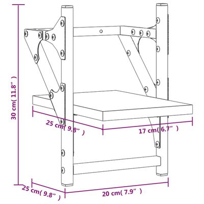 vidaXL Wandregale mit Stangen 2 Stk. Räuchereiche 20x25x30 cm