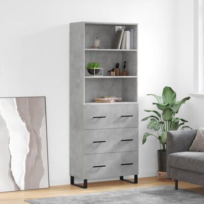 vidaXL Highboard Betongrau 69,5x34x180 cm Holzwerkstoff